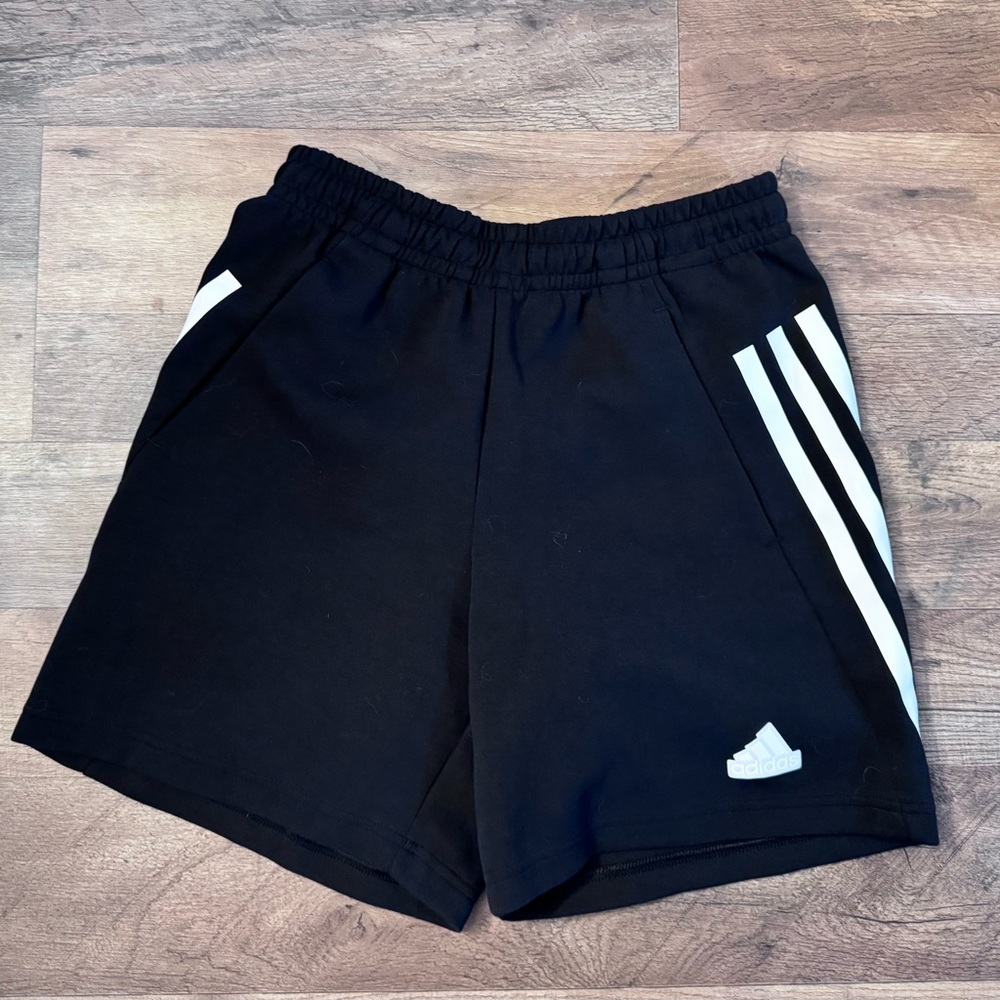 adidas Black Drawstring Sweat Shorts with Logo Tag